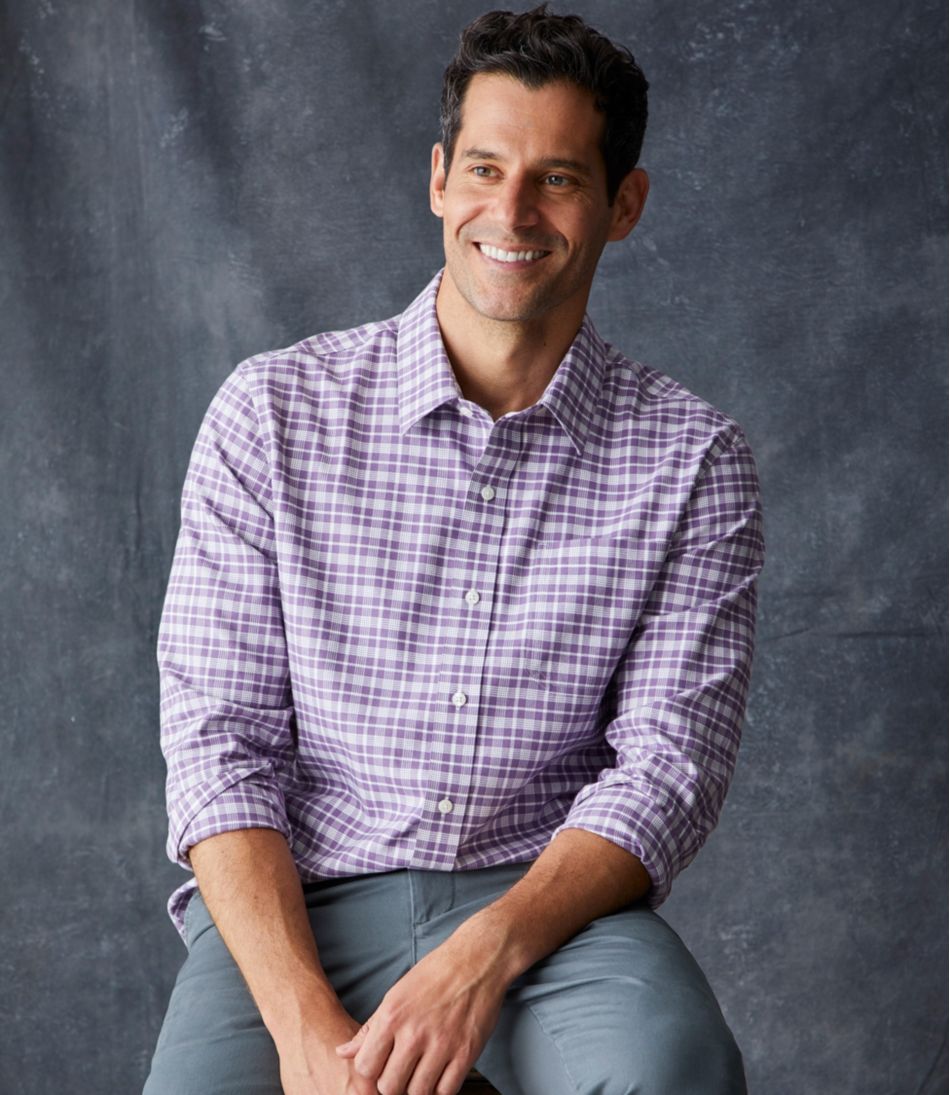 Men's Wrinkle-Free Ultrasoft Brushed Cotton Shirt, Long-Sleeve, Slightly Fitted Untucked Fit | L.L.Bean US