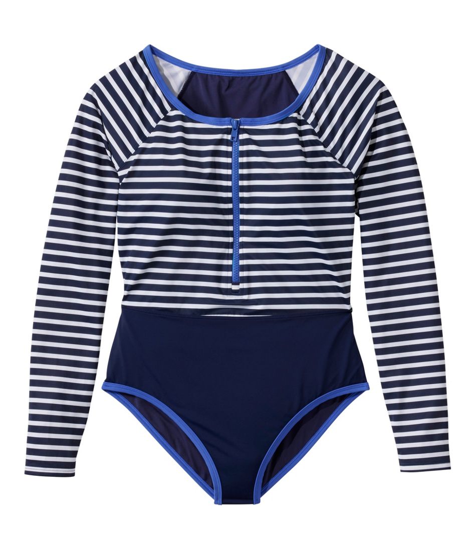 Women's Coastal Essentials Swimwear, Long-Sleeve Tanksuit Print | L.L.Bean US