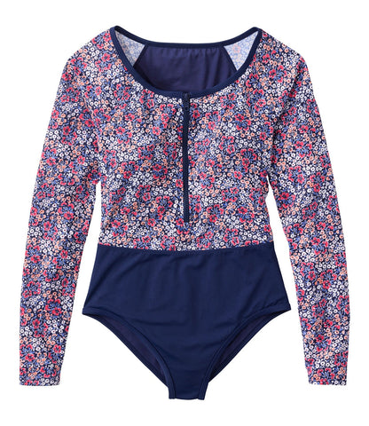 Women's Coastal Essentials Swimwear, Long-Sleeve Tanksuit Print | L.L.Bean US