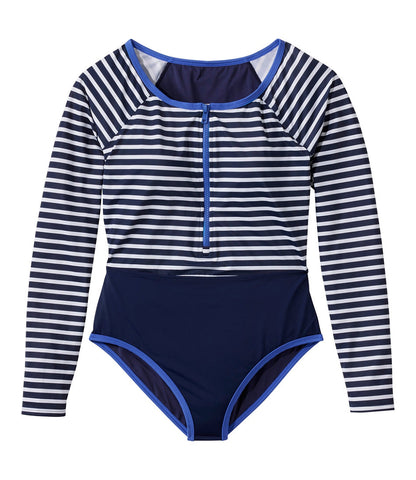 Women's Coastal Essentials Swimwear, Long-Sleeve Tanksuit Print | L.L.Bean US