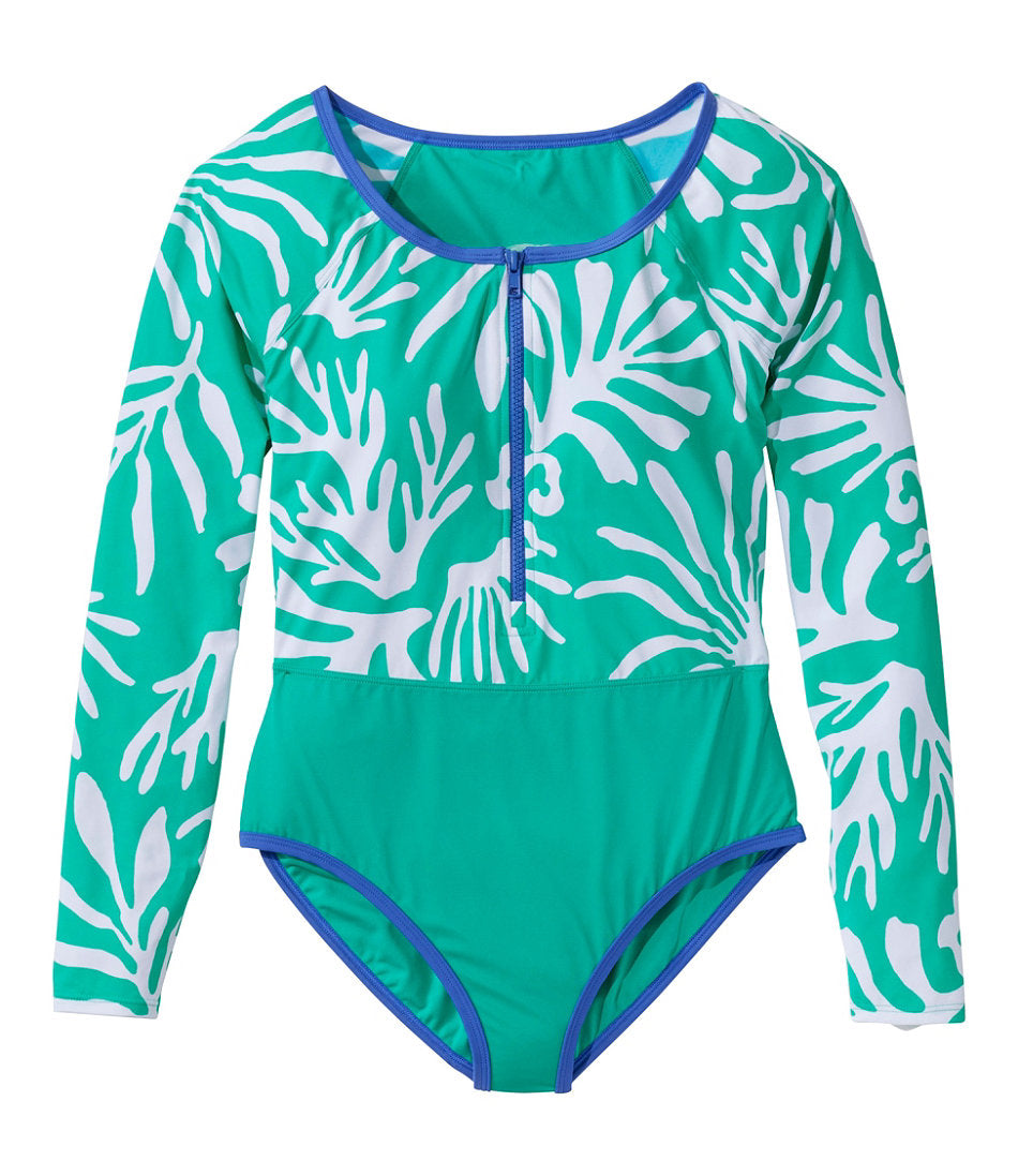 Women's Coastal Essentials Swimwear, Long-Sleeve Tanksuit Print | L.L.Bean US