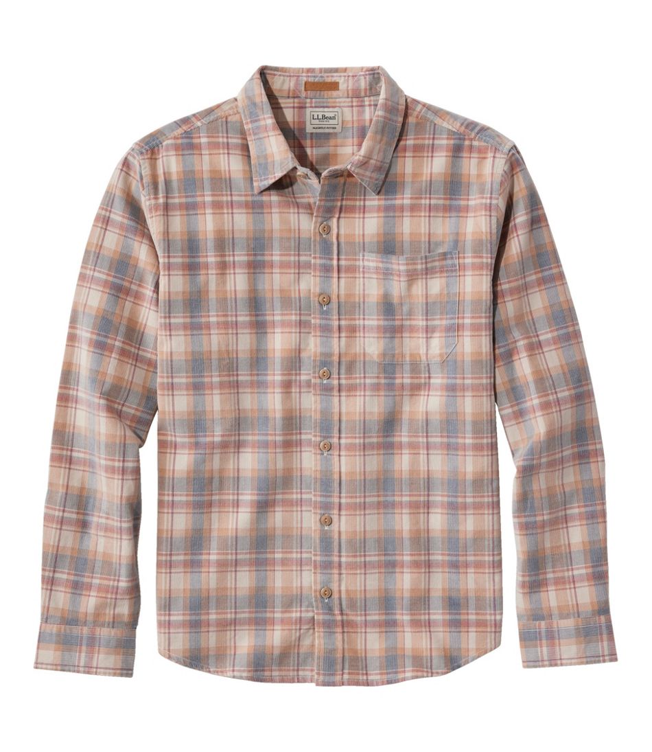 Men's Sunwashed Corduroy Shirt, Slightly Fitted Untucked Fit, Plaid | L.L.Bean US