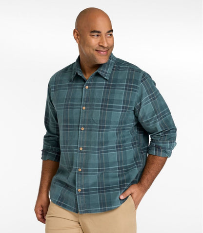 Men's Sunwashed Corduroy Shirt, Slightly Fitted Untucked Fit, Plaid | L.L.Bean US
