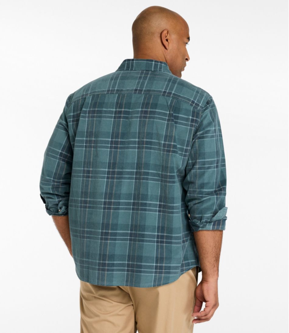 Men's Sunwashed Corduroy Shirt, Slightly Fitted Untucked Fit, Plaid | L.L.Bean US