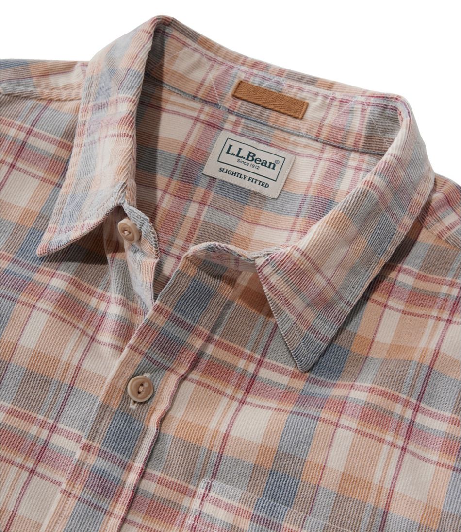 Men's Sunwashed Corduroy Shirt, Slightly Fitted Untucked Fit, Plaid | L.L.Bean US