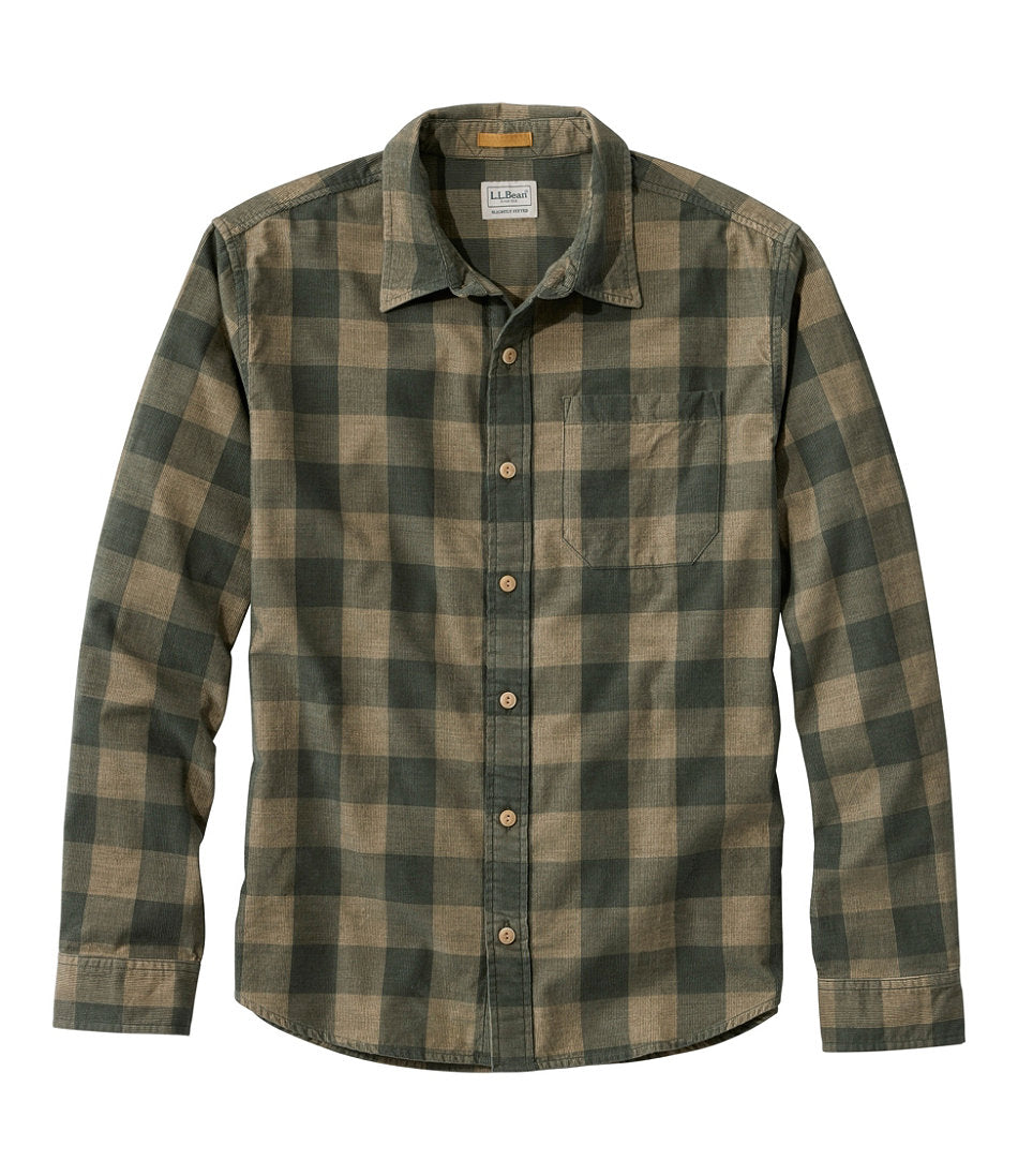 Men's Sunwashed Corduroy Shirt, Slightly Fitted Untucked Fit, Plaid | L.L.Bean US