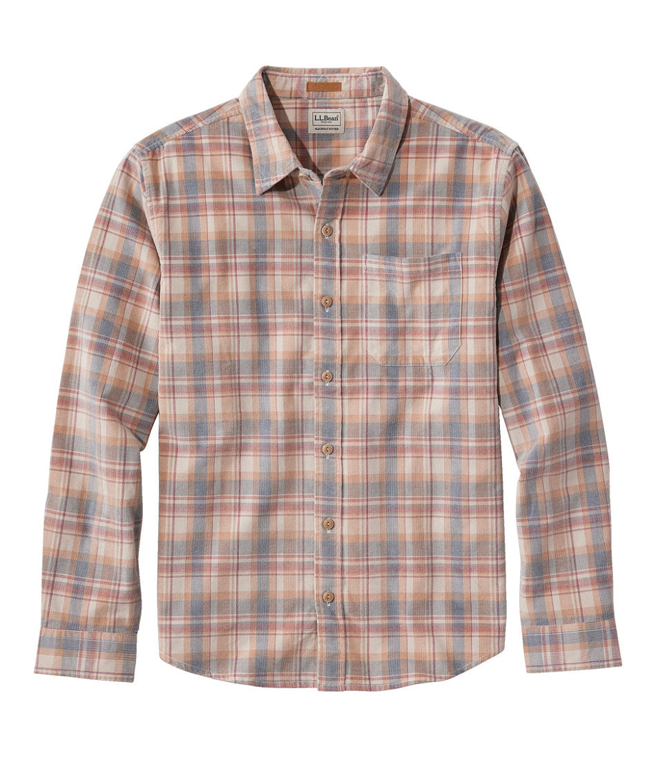 Men's Sunwashed Corduroy Shirt, Slightly Fitted Untucked Fit, Plaid | L.L.Bean US