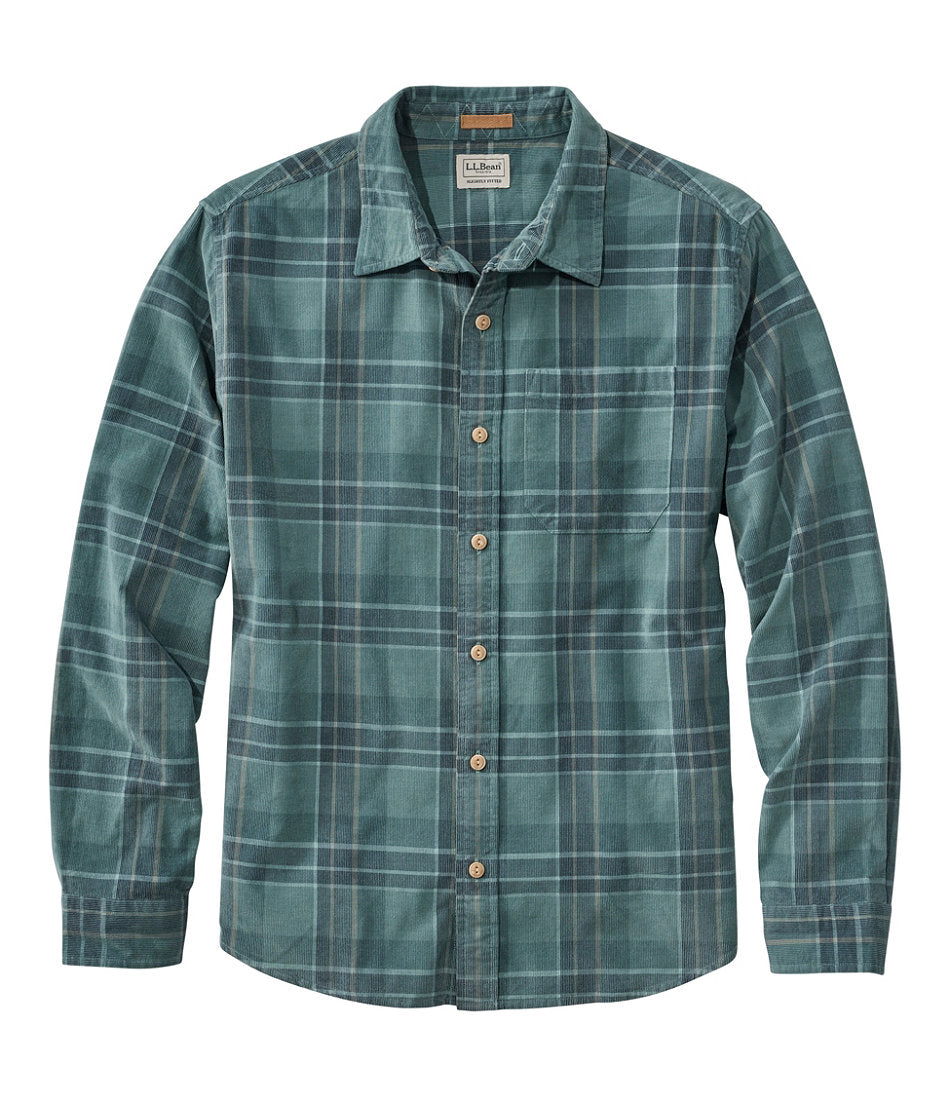 Men's Sunwashed Corduroy Shirt, Slightly Fitted Untucked Fit, Plaid | L.L.Bean US