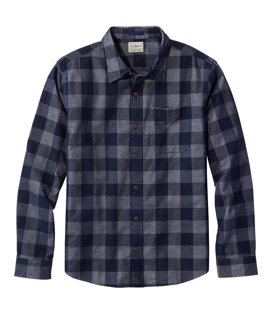 Men's Sunwashed Corduroy Shirt, Slightly Fitted Untucked Fit, Plaid | L.L.Bean US