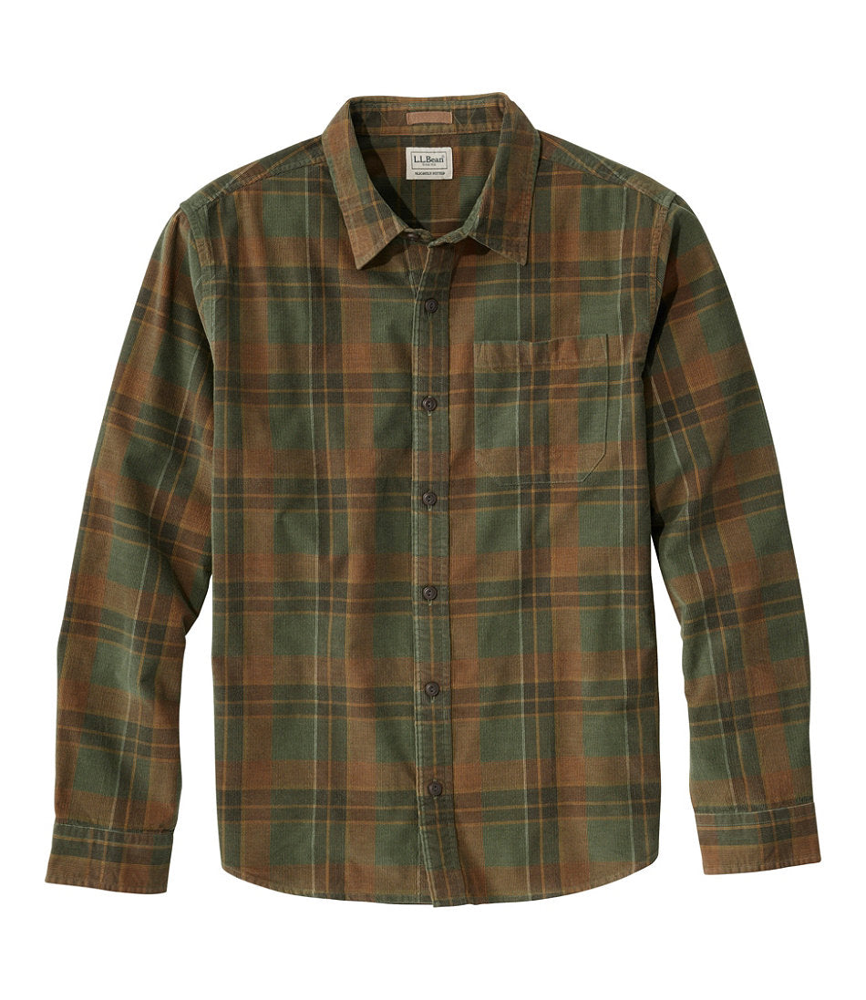 Men's Sunwashed Corduroy Shirt, Slightly Fitted Untucked Fit, Plaid | L.L.Bean US