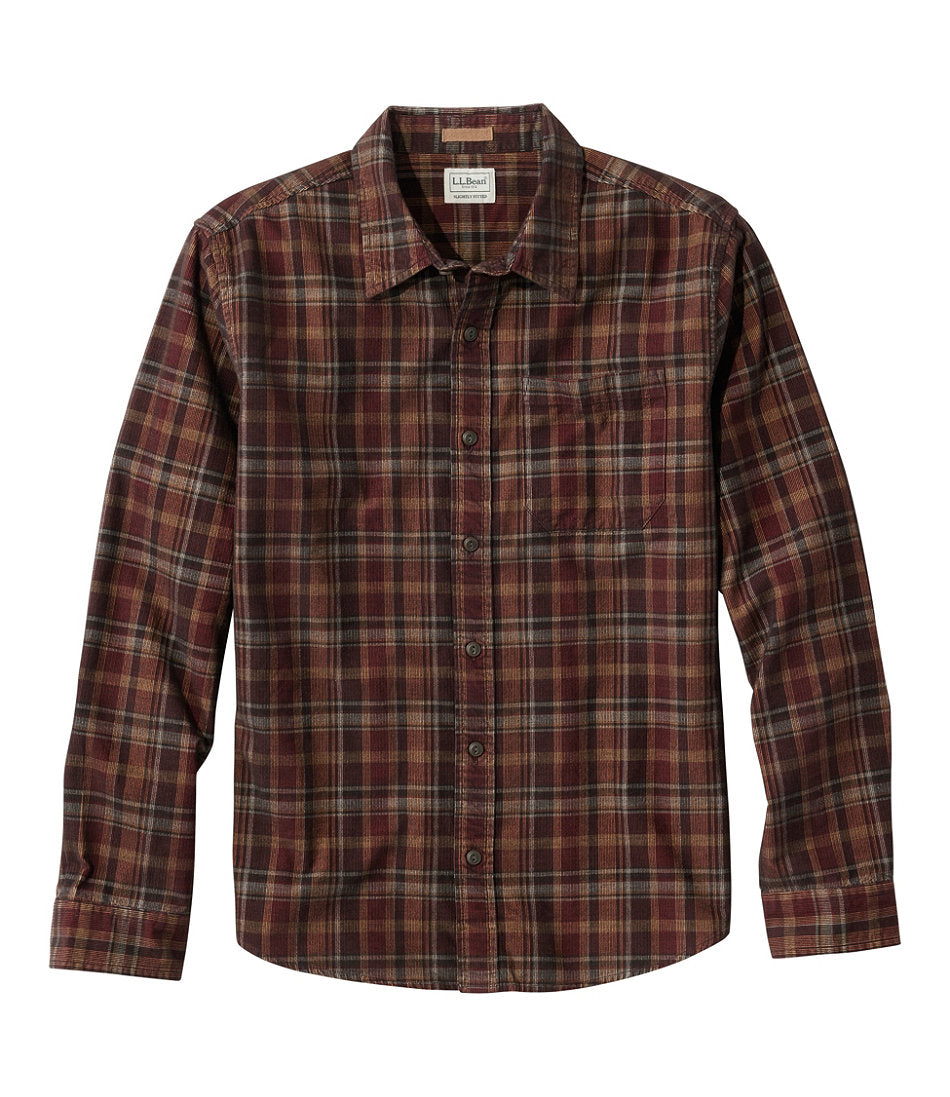 Men's Sunwashed Corduroy Shirt, Slightly Fitted Untucked Fit, Plaid | L.L.Bean US