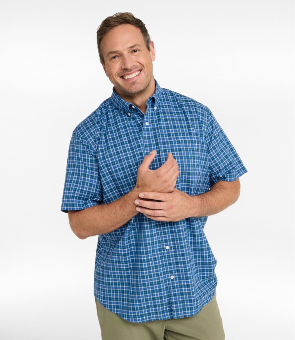 Men's Wrinkle-Free Kennebunk Sport Shirt, Traditional Fit Short-Sleeve Check | L.L.Bean US