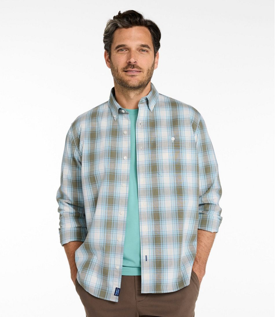 Men's Comfort Stretch® Chambray Shirt, Traditional Untucked Fit, Long-Sleeve, Print | L.L.Bean online