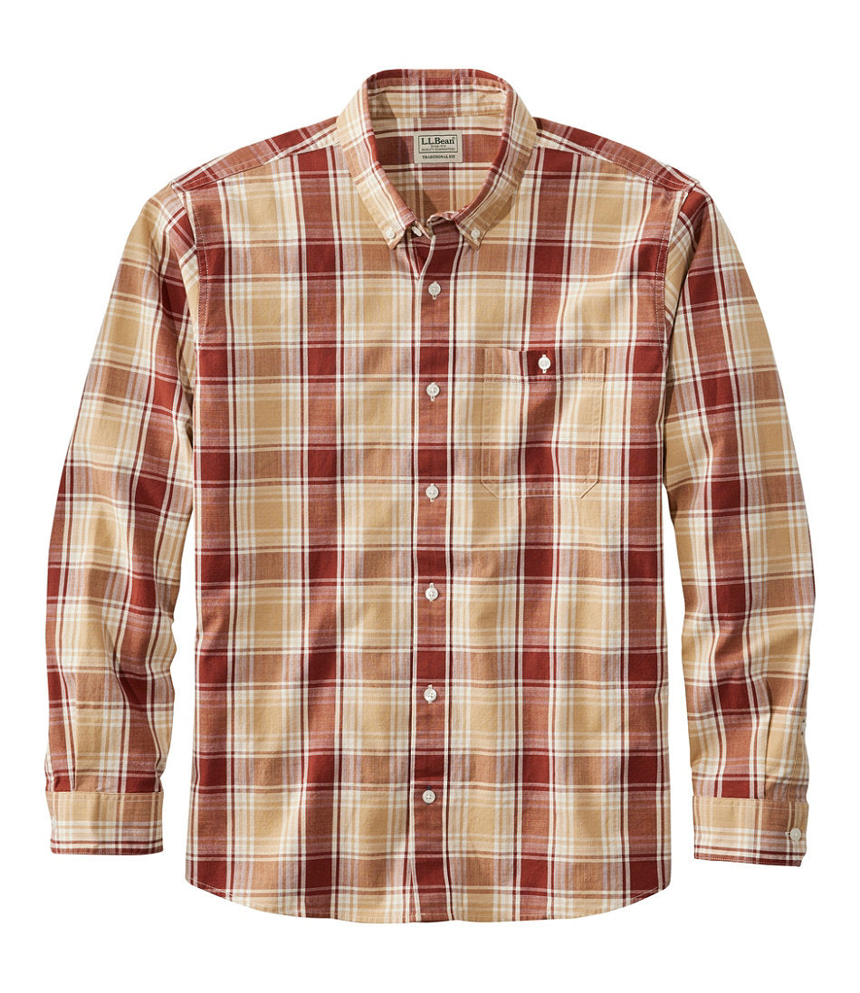 Men's Comfort Stretch® Chambray Shirt, Traditional Untucked Fit, Long-Sleeve, Print | L.L.Bean online