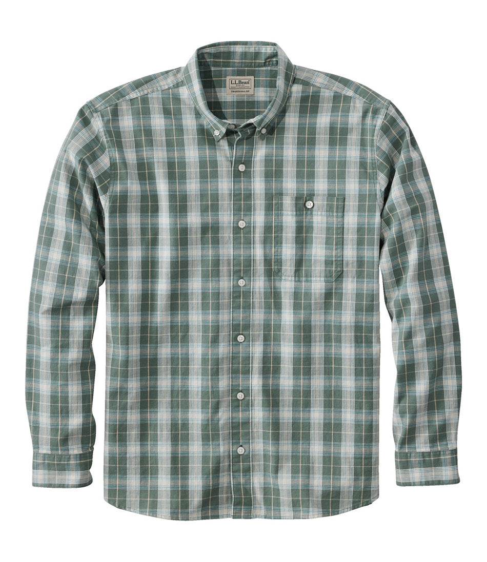 Men's Comfort Stretch® Chambray Shirt, Traditional Untucked Fit, Long-Sleeve, Print | L.L.Bean online
