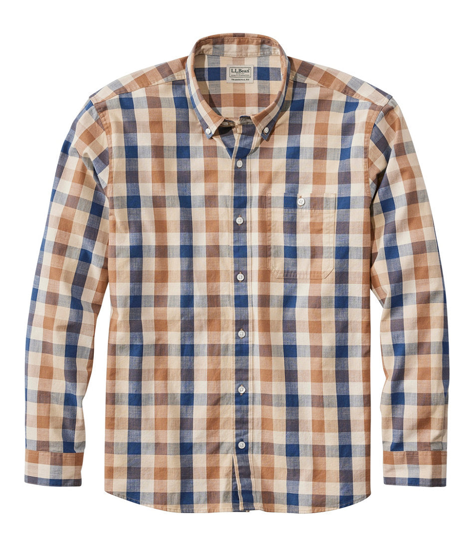 Men's Comfort Stretch® Chambray Shirt, Traditional Untucked Fit, Long-Sleeve, Print | L.L.Bean online