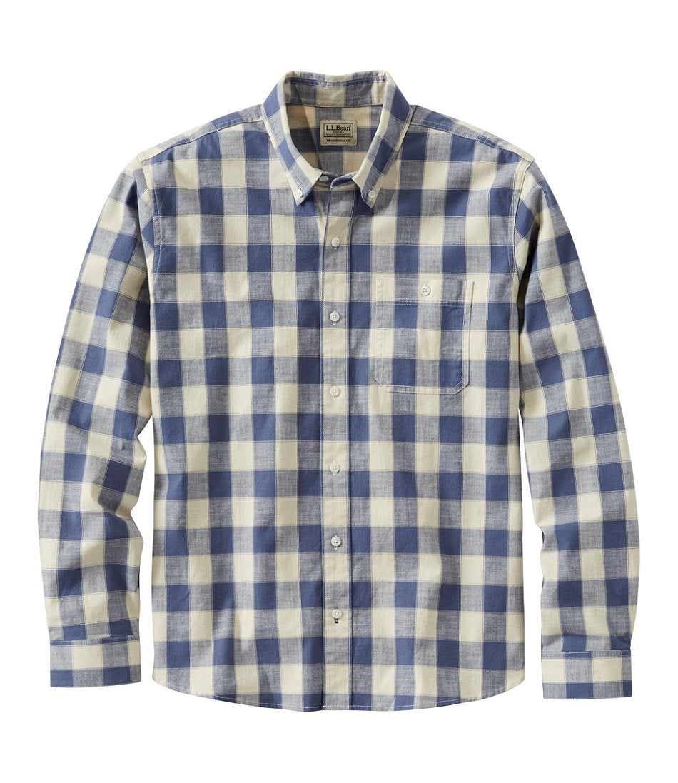 Men's Comfort Stretch® Chambray Shirt, Traditional Untucked Fit, Long-Sleeve, Print | L.L.Bean online