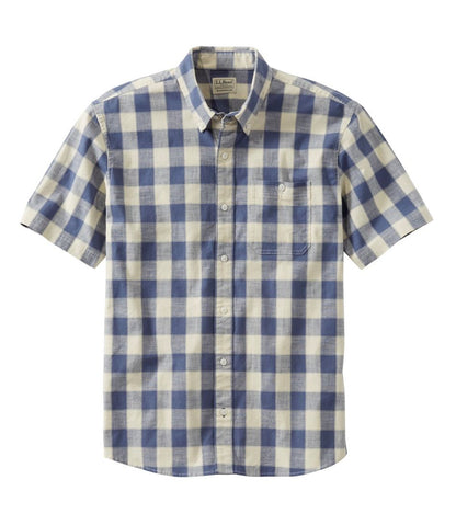 Men's Comfort Stretch® Chambray Shirt, Traditional Untucked Fit, Short-Sleeve, Plaid | L.L.Bean discount