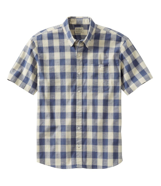 Men's Comfort Stretch® Chambray Shirt, Traditional Untucked Fit, Short-Sleeve, Plaid | L.L.Bean discount