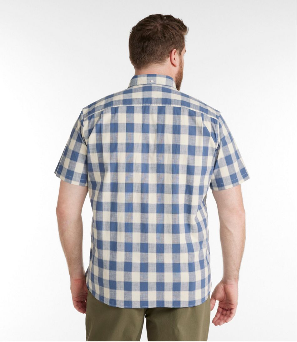 Men's Comfort Stretch® Chambray Shirt, Traditional Untucked Fit, Short-Sleeve, Plaid | L.L.Bean discount