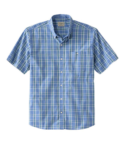 Men's Comfort Stretch® Chambray Shirt, Traditional Untucked Fit, Short-Sleeve, Plaid | L.L.Bean discount