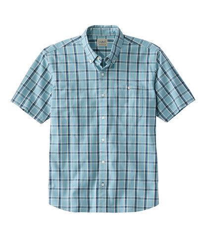 Men's Comfort Stretch® Chambray Shirt, Traditional Untucked Fit, Short-Sleeve, Plaid | L.L.Bean discount