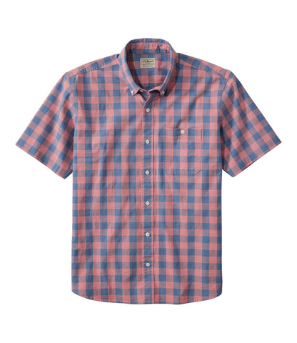 Men's Comfort Stretch® Chambray Shirt, Traditional Untucked Fit, Short-Sleeve, Plaid | L.L.Bean discount