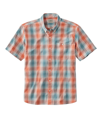 Men's Comfort Stretch® Chambray Shirt, Traditional Untucked Fit, Short-Sleeve, Plaid | L.L.Bean discount