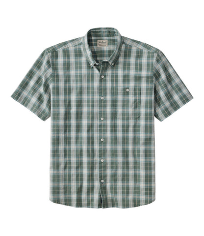 Men's Comfort Stretch® Chambray Shirt, Traditional Untucked Fit, Short-Sleeve, Plaid | L.L.Bean discount