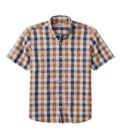 Men's Comfort Stretch® Chambray Shirt, Traditional Untucked Fit, Short-Sleeve, Plaid | L.L.Bean discount