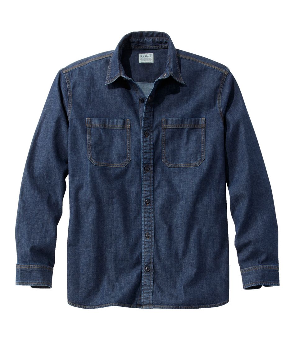 Men's BeanFlex® Denim Shirt, Traditional Untucked Fit | L.L.Bean online