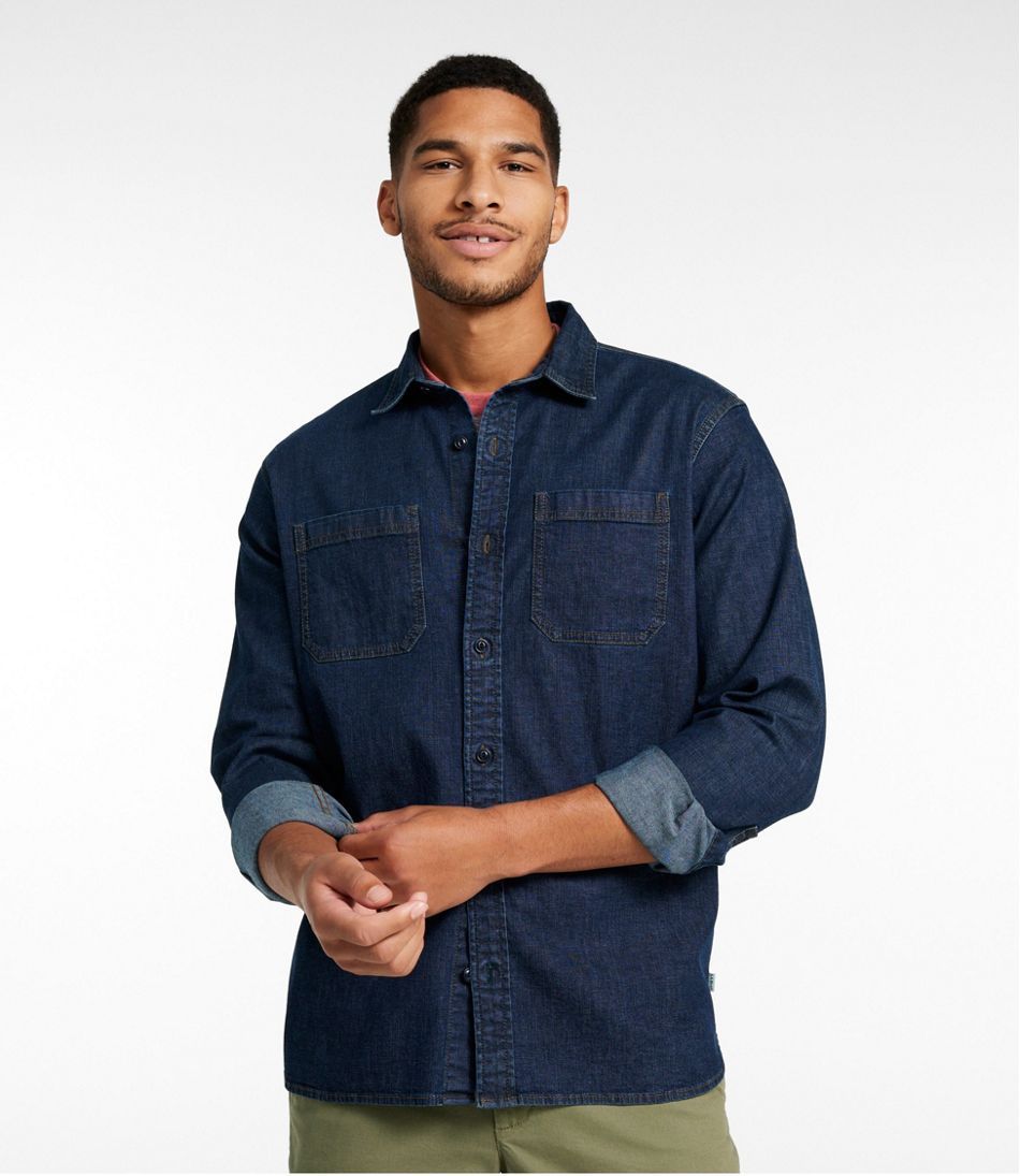 Men's BeanFlex® Denim Shirt, Traditional Untucked Fit | L.L.Bean online