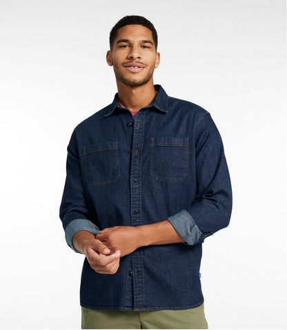 Men's BeanFlex® Denim Shirt, Traditional Untucked Fit | L.L.Bean online