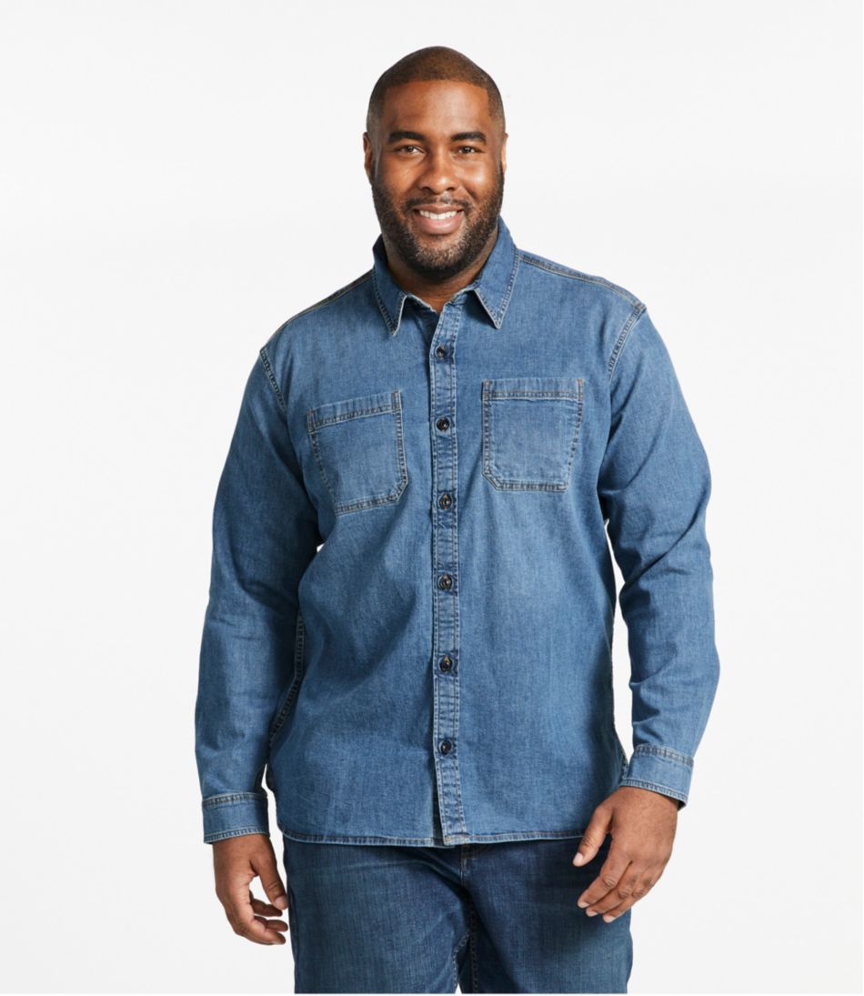 Men's BeanFlex® Denim Shirt, Traditional Untucked Fit | L.L.Bean online