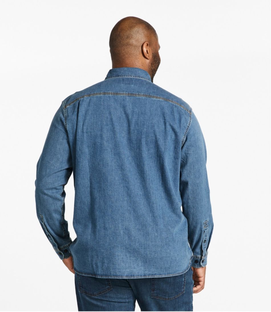Men's BeanFlex® Denim Shirt, Traditional Untucked Fit | L.L.Bean online
