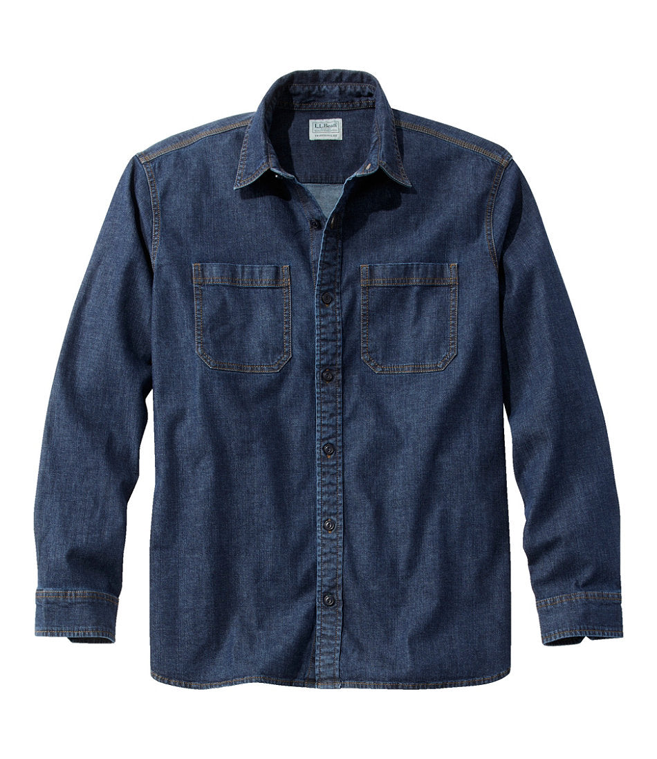 Men's BeanFlex® Denim Shirt, Traditional Untucked Fit | L.L.Bean online