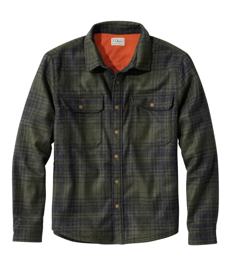 Men's Maine Guide Lightweight Lined Wool Field Shirt, Plaid | L.L.Bean US