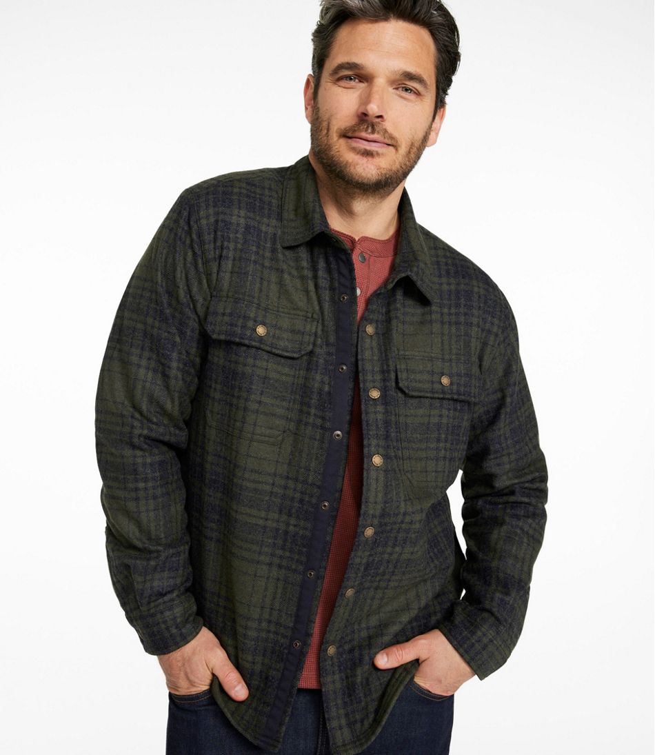 Men's Maine Guide Lightweight Lined Wool Field Shirt, Plaid | L.L.Bean US