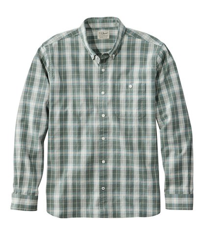 Men's Comfort Stretch® Chambray Shirt, Long-Sleeve, Slightly Fitted Untucked Fit, Plaid | L.L.Bean outlet
