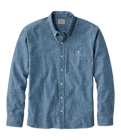 Men's Comfort Stretch® Chambray Shirt, Long-Sleeve, Slightly Fitted Untucked Fit | L.L.Bean online