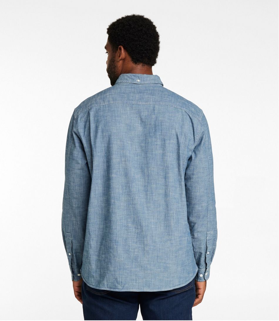 Men's Comfort Stretch® Chambray Shirt, Long-Sleeve, Slightly Fitted Untucked Fit | L.L.Bean online