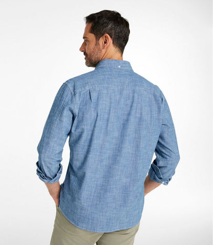 Men's Comfort Stretch® Chambray Shirt, Long-Sleeve, Slightly Fitted Untucked Fit | L.L.Bean online