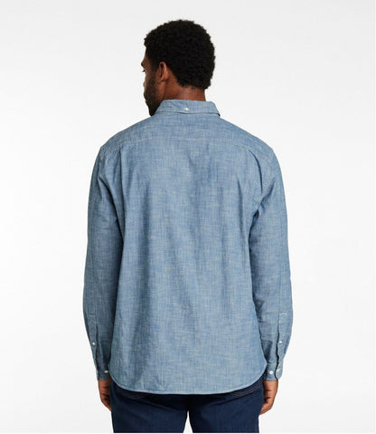 Men's Comfort Stretch® Chambray Shirt, Long-Sleeve, Slightly Fitted Untucked Fit | L.L.Bean online