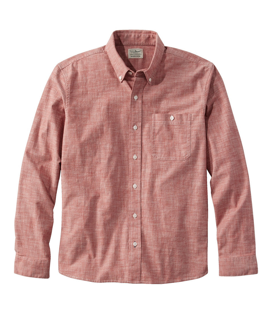 Men's Comfort Stretch® Chambray Shirt, Long-Sleeve, Slightly Fitted Untucked Fit | L.L.Bean online