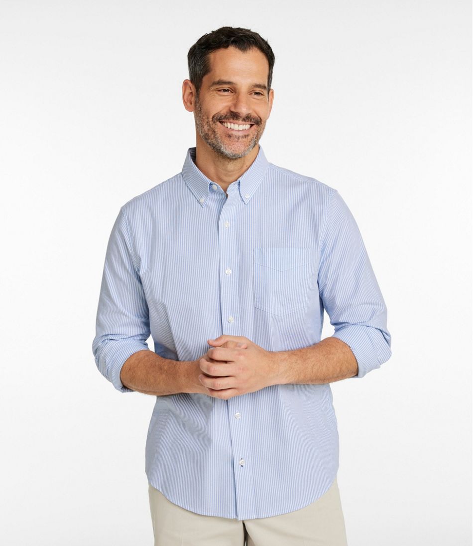 Men's Comfort Stretch Oxford Shirt, Slightly Fitted Untucked Fit, Stripe | L.L.Bean discount