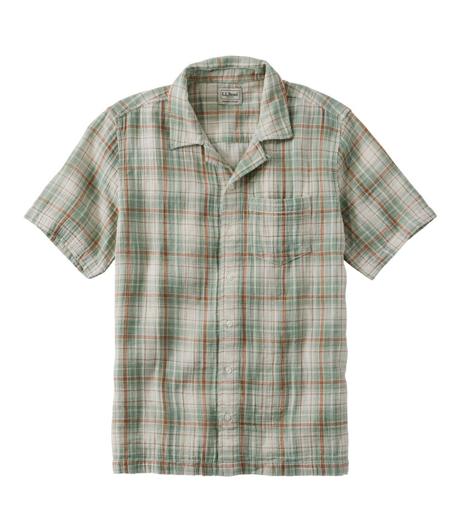 Men's Cloud Gauze Shirt, Short-Sleeve, Slightly Fitted Untucked Fit, Plaid | L.L.Bean online