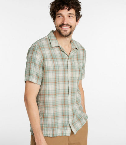 Men's Cloud Gauze Shirt, Short-Sleeve, Slightly Fitted Untucked Fit, Plaid | L.L.Bean online