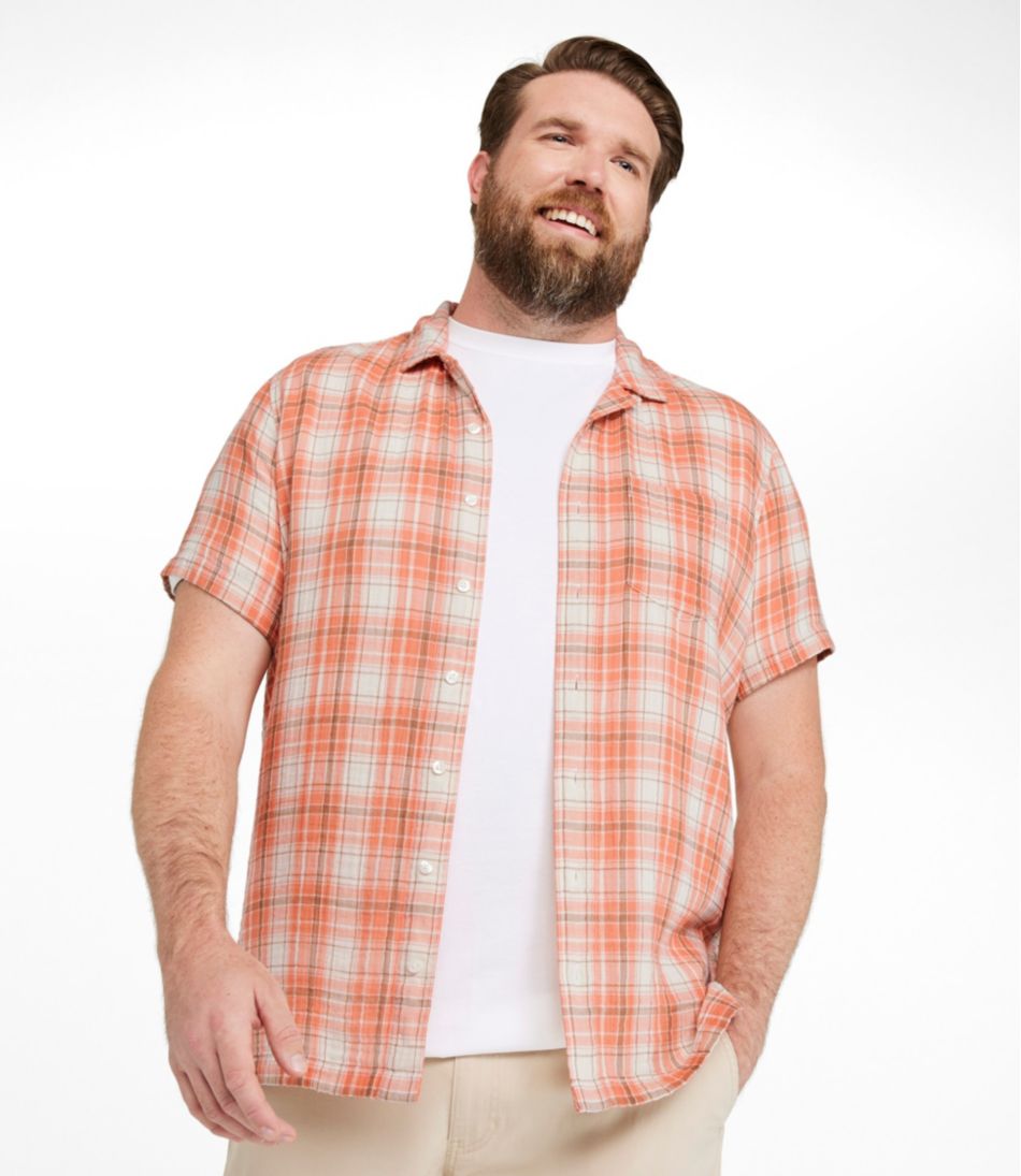 Men's Cloud Gauze Shirt, Short-Sleeve, Slightly Fitted Untucked Fit, Plaid | L.L.Bean online