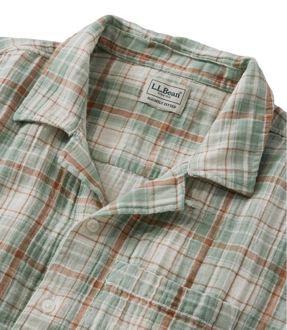 Men's Cloud Gauze Shirt, Short-Sleeve, Slightly Fitted Untucked Fit, Plaid | L.L.Bean online