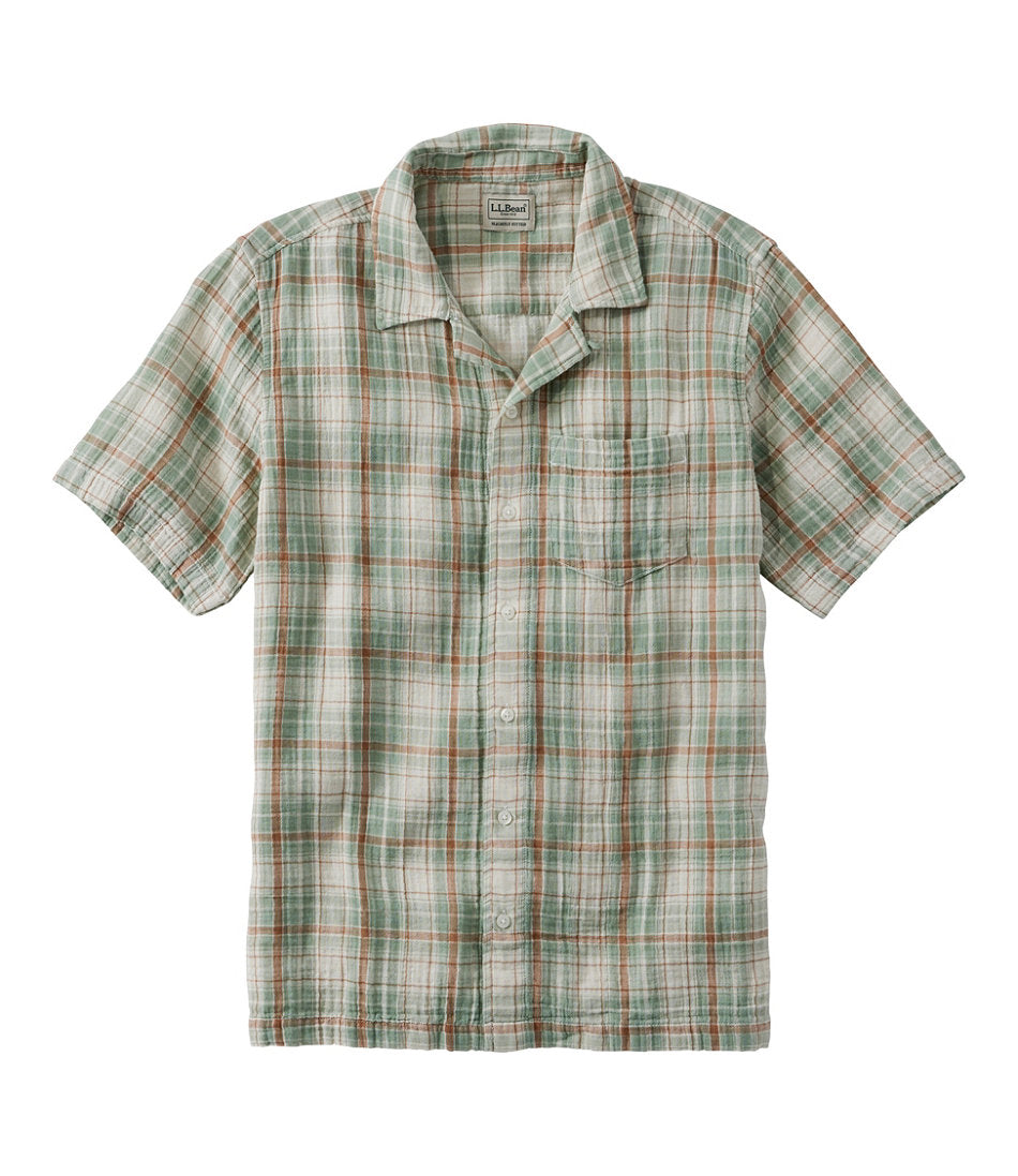 Men's Cloud Gauze Shirt, Short-Sleeve, Slightly Fitted Untucked Fit, Plaid | L.L.Bean online